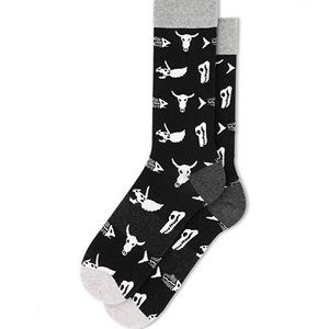 Fun Socks Animal Skulls Crew Socks Black, White